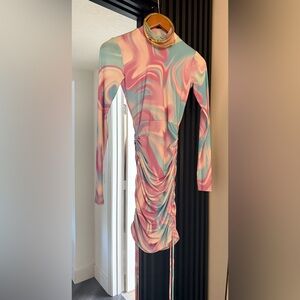 Bar III Pastel Swirl Long Sleeve Dress
